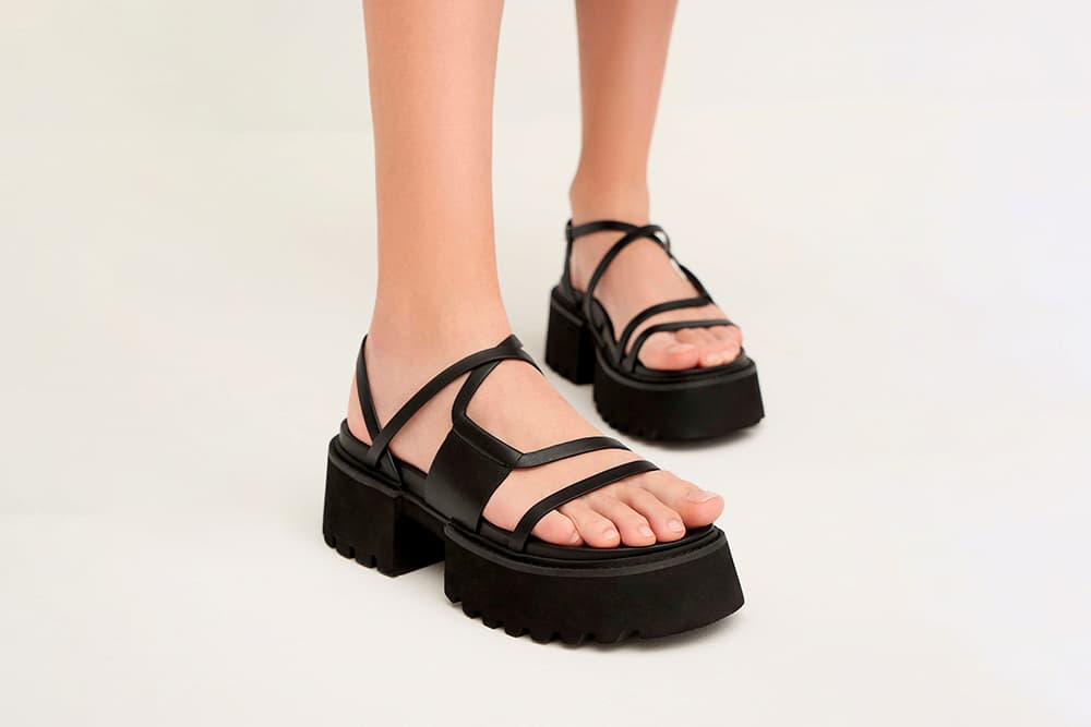 Nadine Strappy Platform Sandals, Black