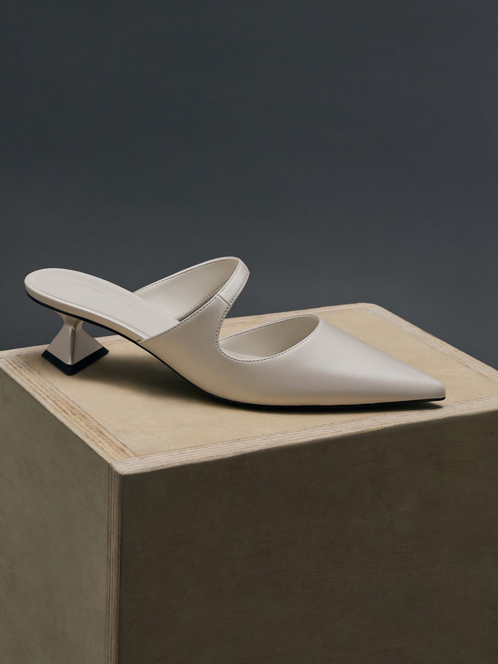 White Vada Asymmetric Sculptural Heel Pumps - CHARLES & KEITH