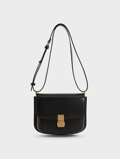 METALLIC PUSH-LOCK SHOULDER BAG