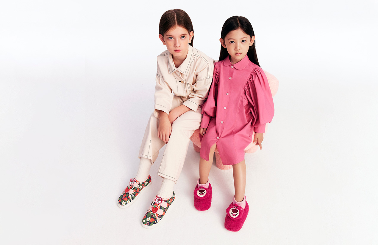 Girls' Lotso Strawberry-Print Sneakers and Furry Sock-Knit Boots, both in pink - CHARLES & KEITH