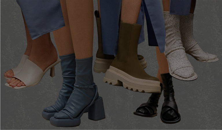 Women’s Lucile platform calf boots, Tegan leather lace-up boots, Rhys Chelsea calf boots and Lucile stiletto calf boots - CHARLES & KEITH
