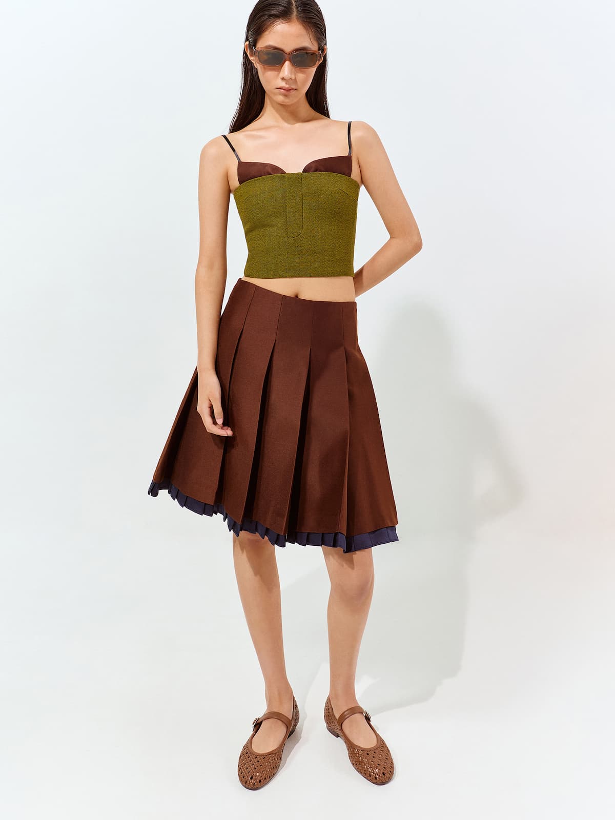 Brown Woven Mary Jane Flats - CHARLES & KEITH