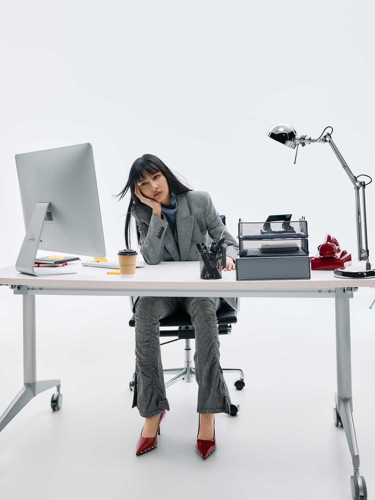 Coralie 鉚釘細跟鞋 - 紅色 - CHARLES & KEITH