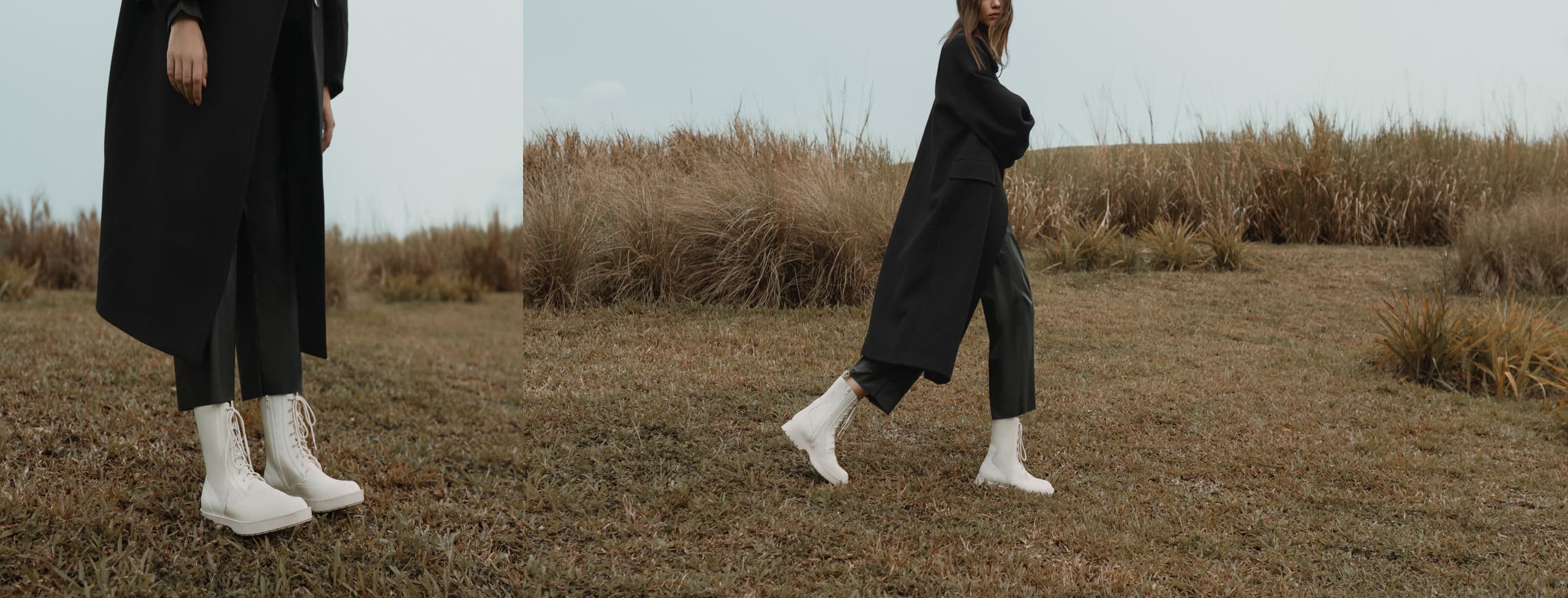 Women’s lace-up calf boots in white – CHARLES & KEITH