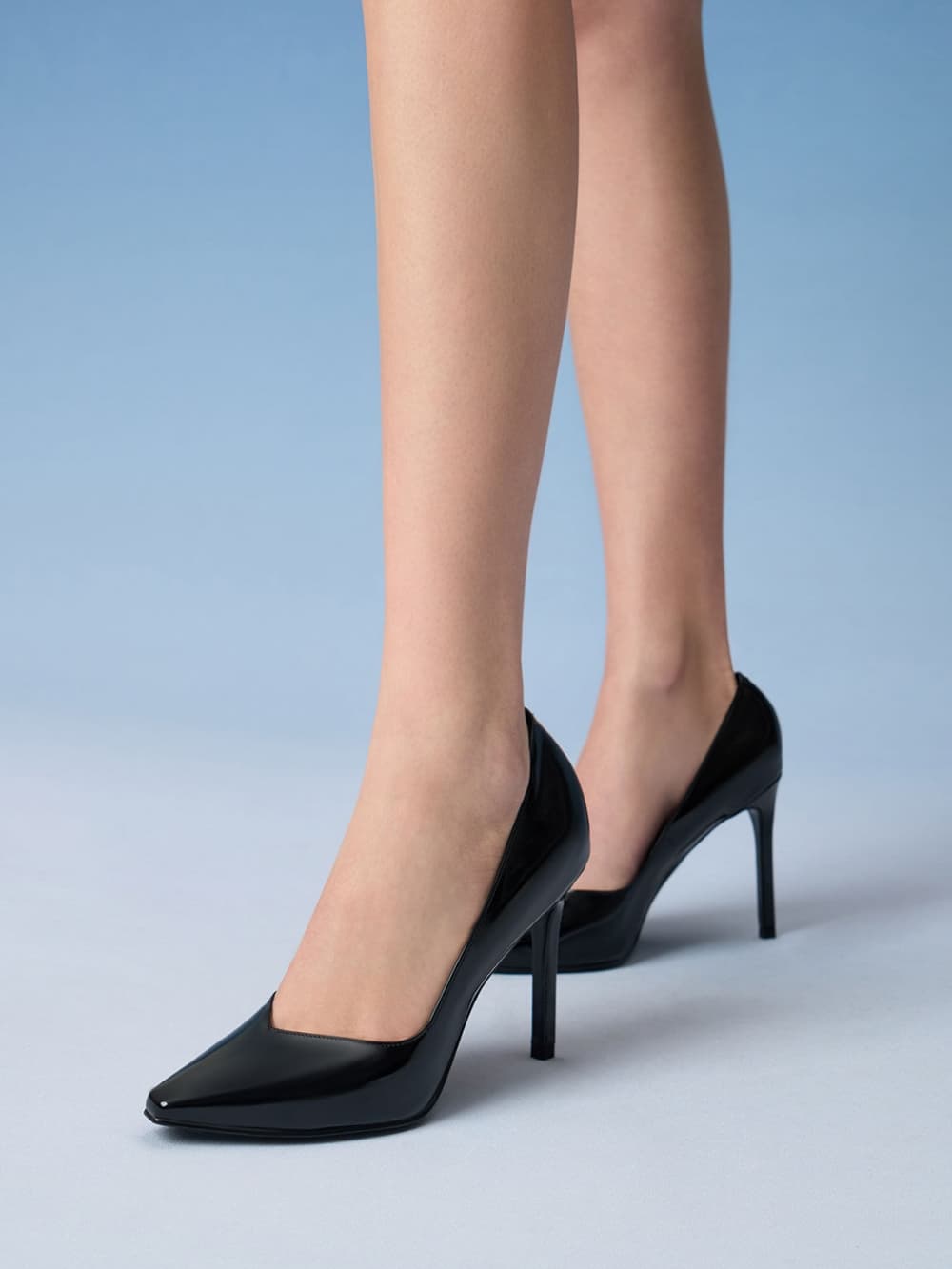 Women’s black patent tapered square-toe pumps - CHARLES & KEITH