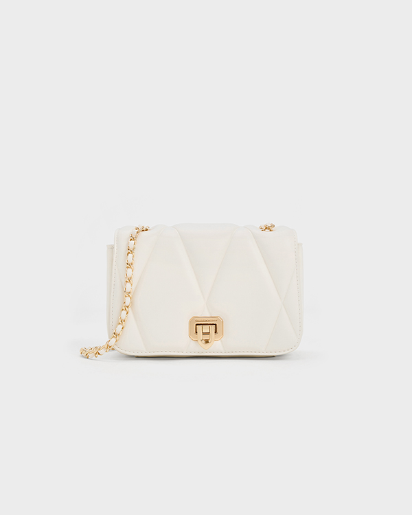 Women’s White Arwen Quilted Shoulder Bag - CHARLES & KEITH