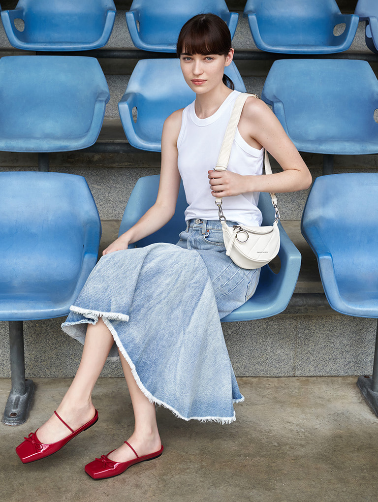 Women’s bow square-toe ballet mules (on model)  - CHARLES & KEITH