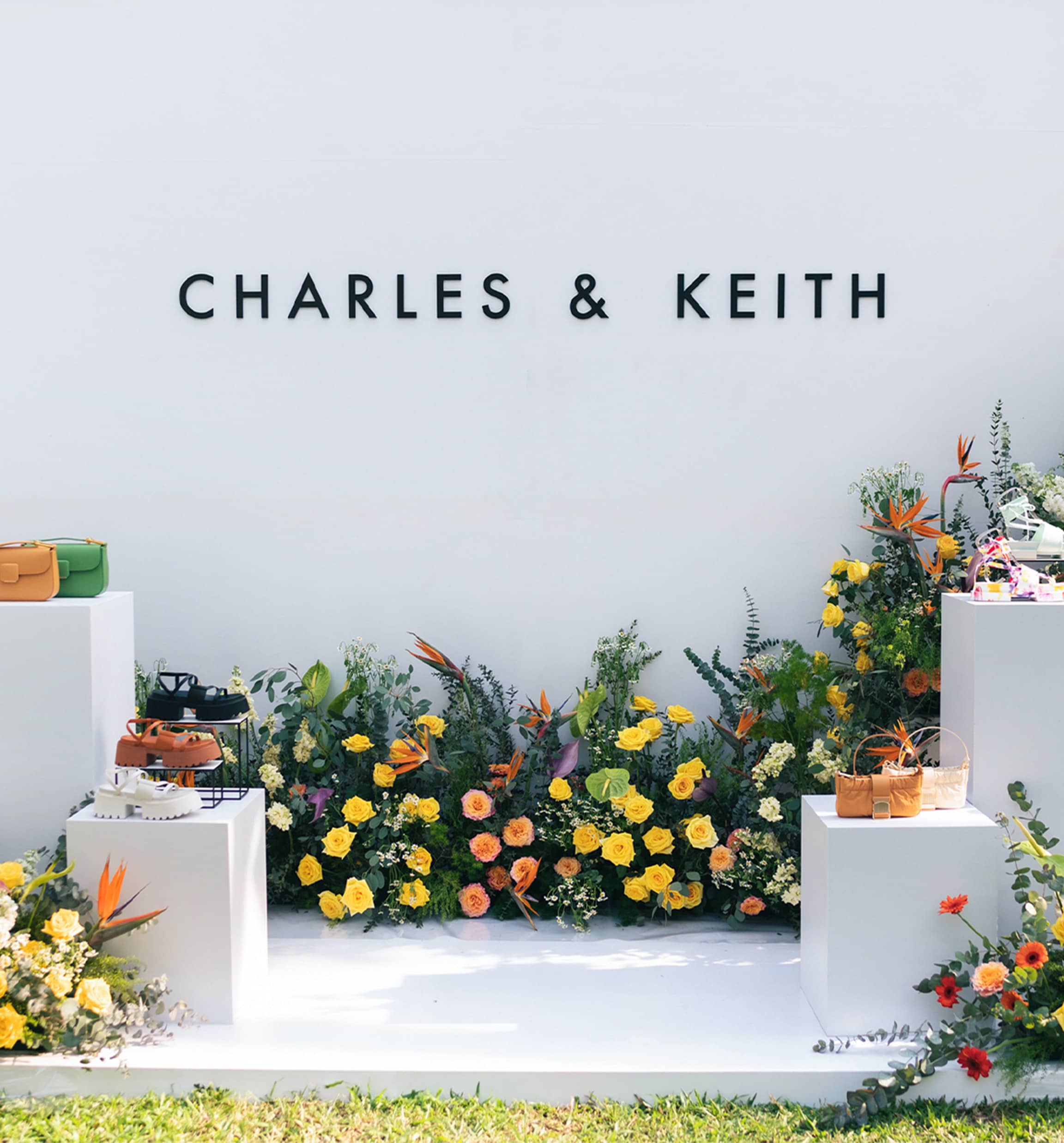 Product display at CHARLES & KEITH’s ‘Blooming Spring’ launch event in Phnom Penh, Cambodia