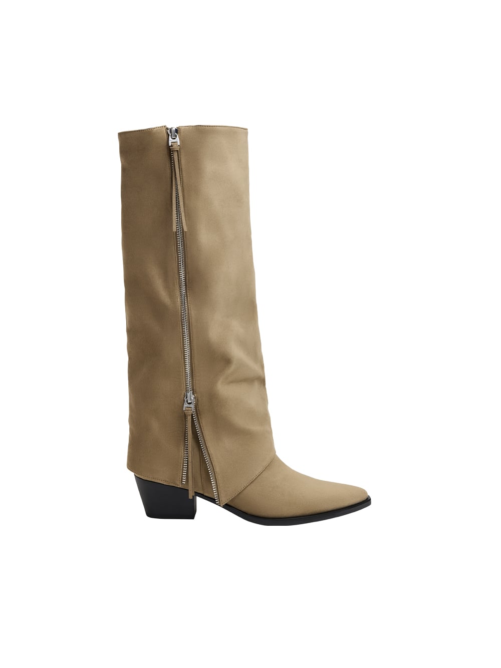 Aether Faux Suede Tassel-Zip Knee-High Boots - CHARLES & KEITH