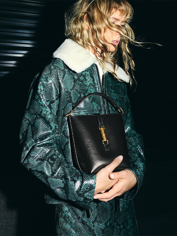 Cesia Metallic-Accent Bucket Bag - CHARLES & KEITH