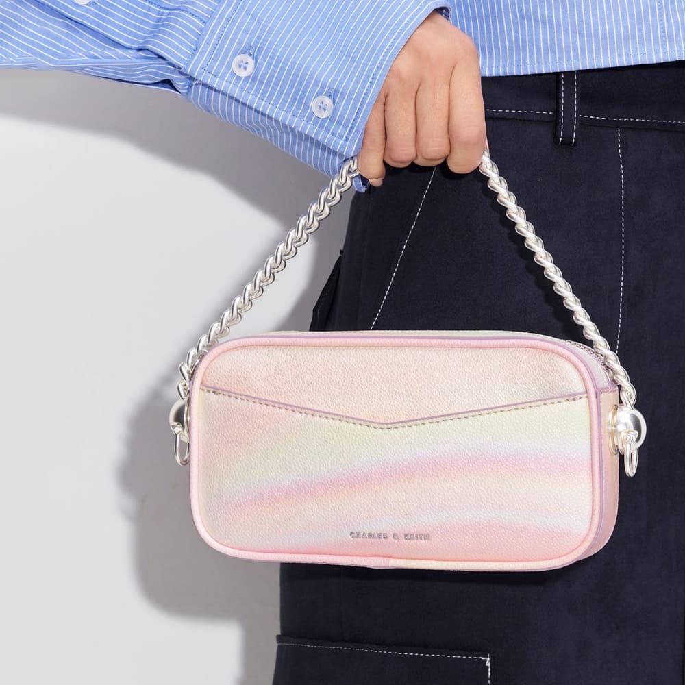 Women’s pearl Cayce tweed boxy crossbody bag - CHARLES & KEITH