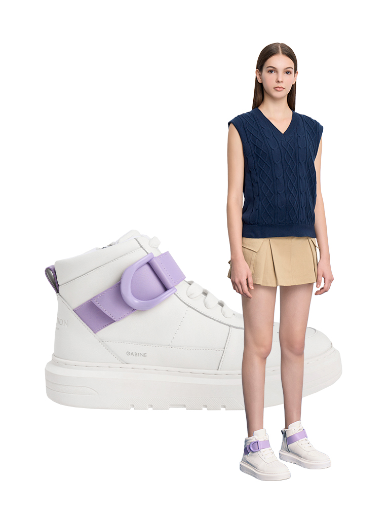 Women’s Gabine leather high-top sneakers - CHARLES & KEITH