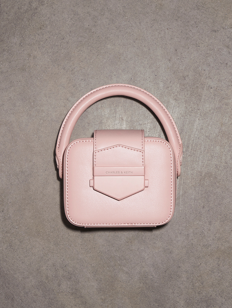 Women’s mini Vertigo boxy top handle bag in pink - CHARLES & KEITH