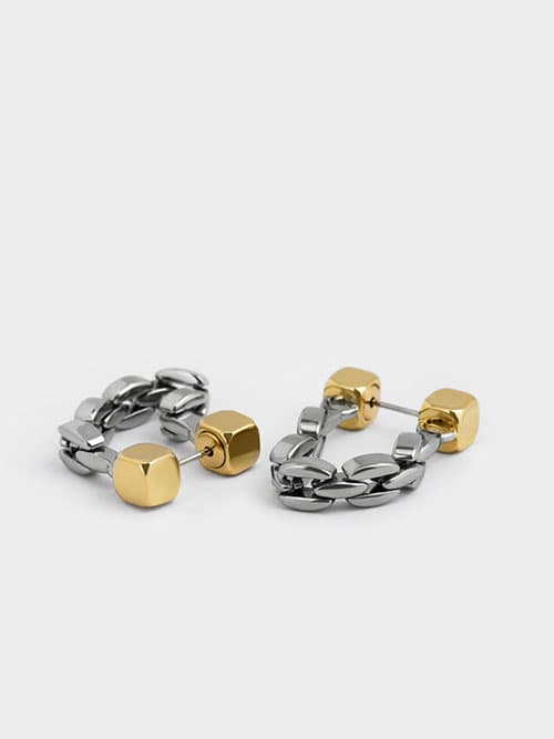 Cube Chain-Link Drop Earrings, Multi