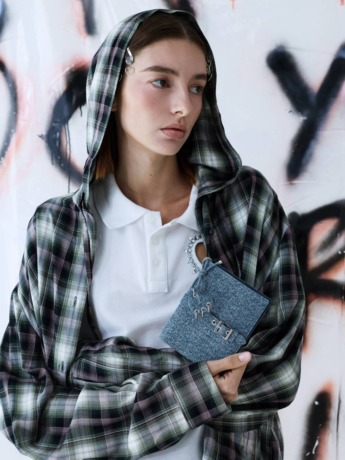 Denim Blue Rey Denim Heart Belted Passport Holder - CHARLES & KEITH