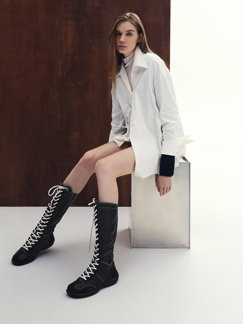 Women's Minette Knee-High Sneaker-Boots in black - CHARLES & KEITH