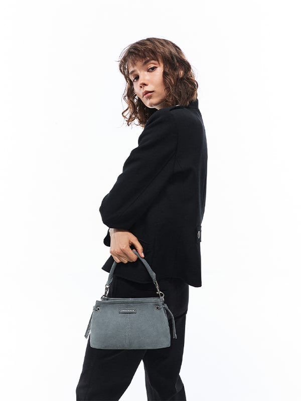 Noane 仿麂皮手提包 - 煙燻藍 - CHARLES & KEITH
