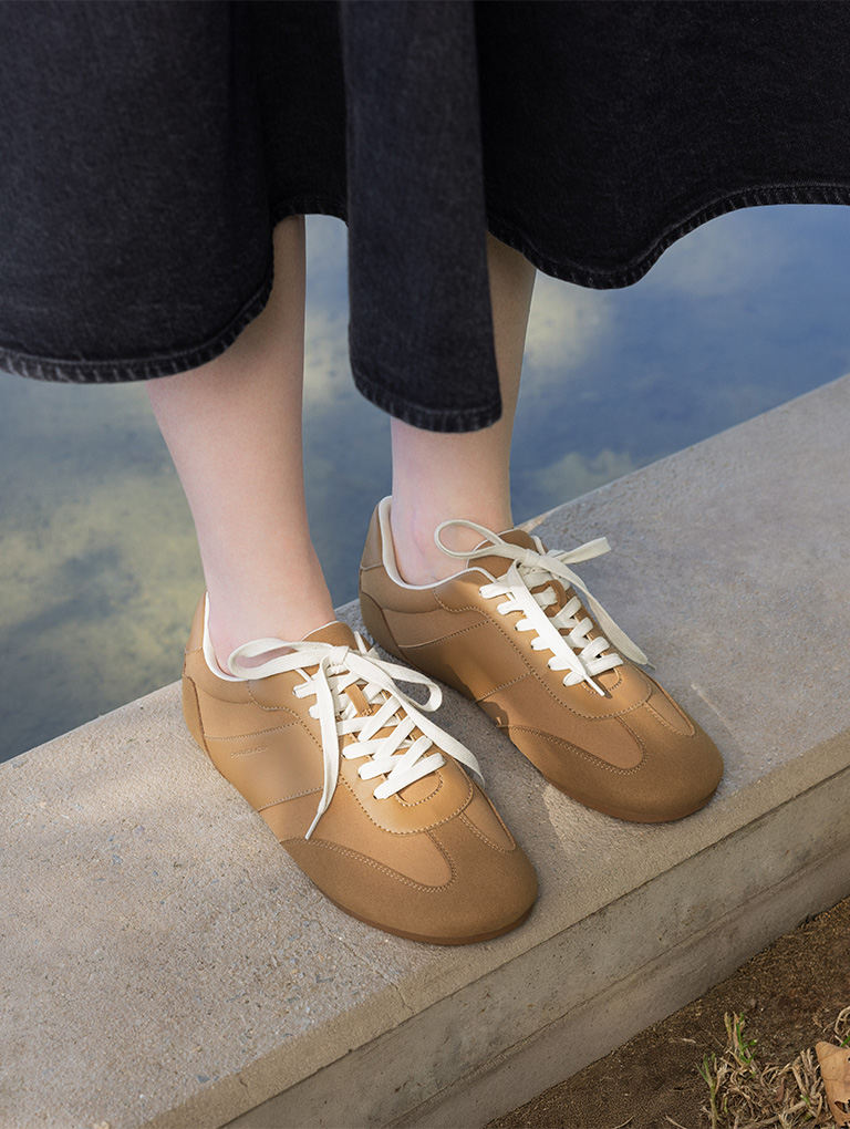 Women’s Cece textured sneakers in camel - CHARLES & KEITH