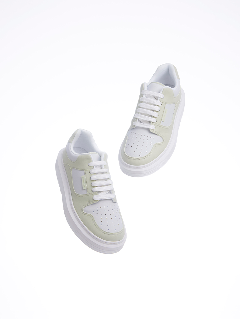 Gem-Embellished Platform Sneakers in mint green – CHARLES & KEITH