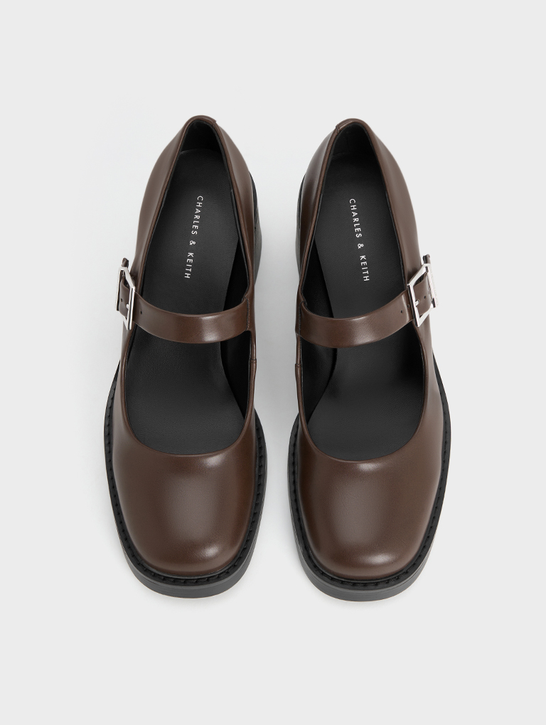 Women’s Hester Mary Jane block-heel pumps in dark brown – CHARLES & KEITH