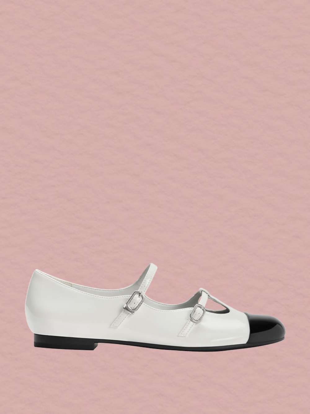 Women’s white Double-Strap T-Bar Mary Janes - CHARLES & KEITH
