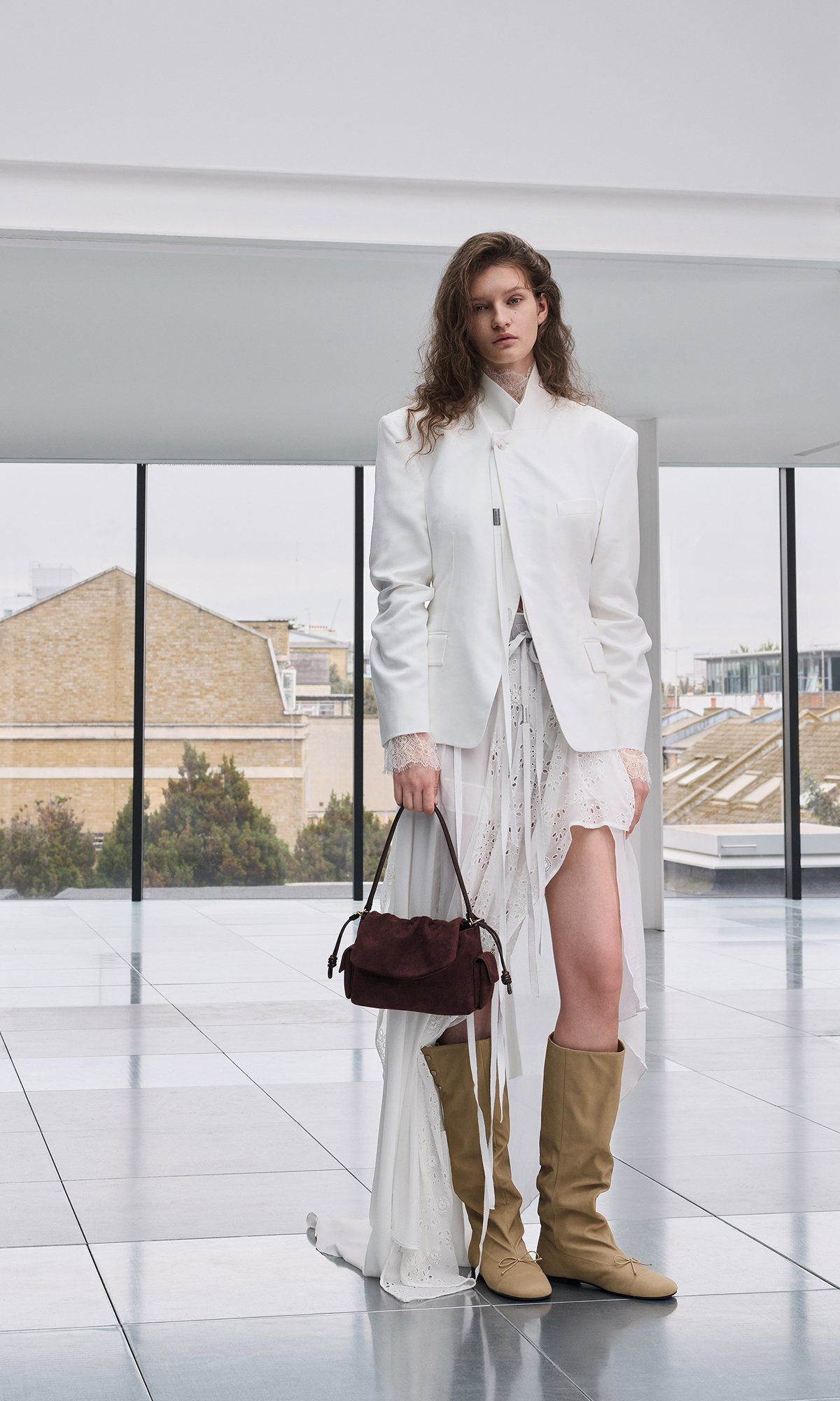 Khai Recycled Suede Ruched-Flap Side-Pocket Top Handle Bag - Espresso Brown - CHARLES & KEITH