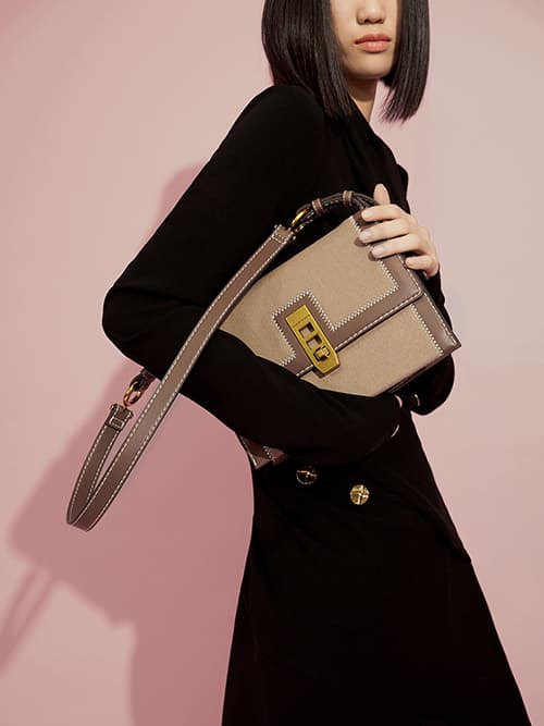 Black Tweed Chain Strap Bag CHARLES & KEITH International