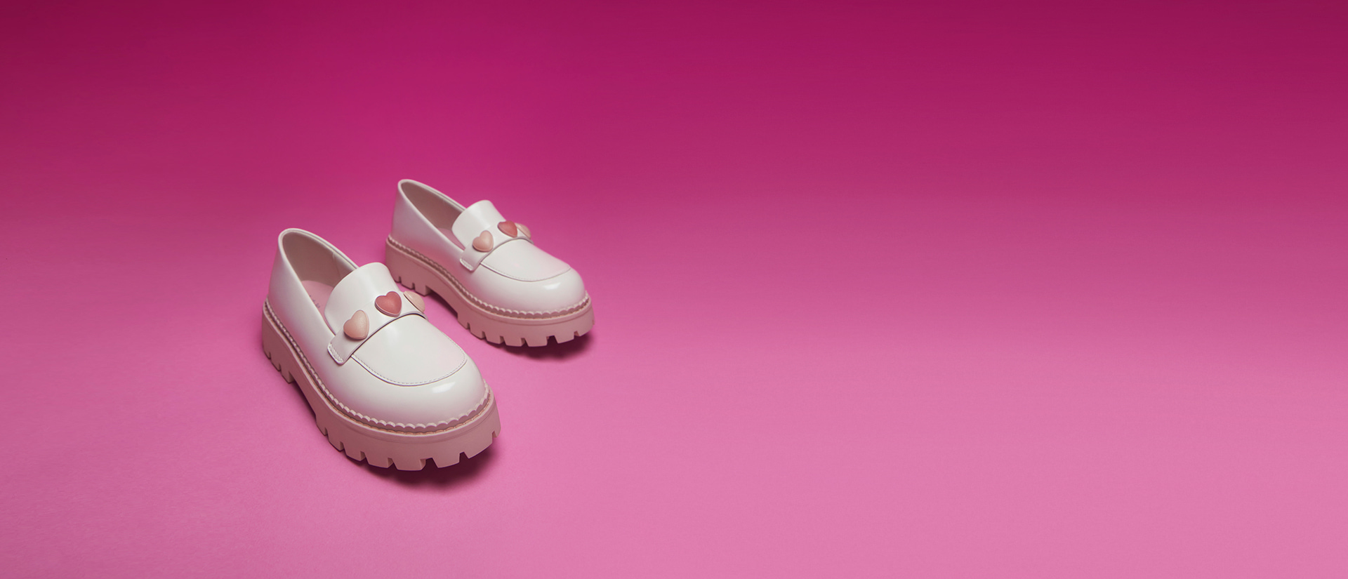 Girls' Heart-Motif Penny Loafers in white - CHARLES & KEITH