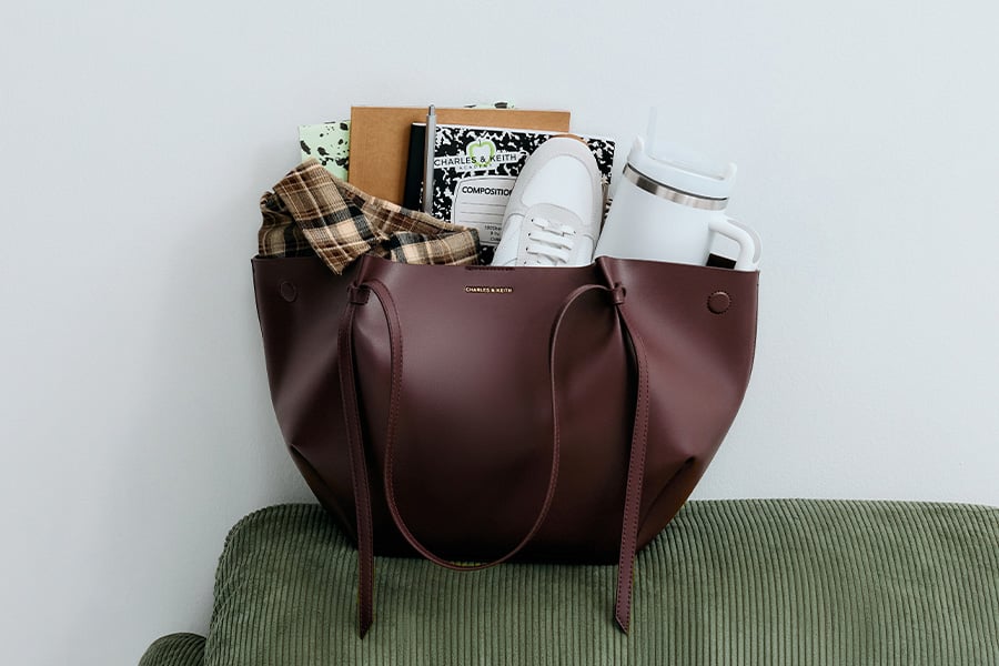 XL Calla Tote Bag - Wineberry Red - CHARLES & KEITH