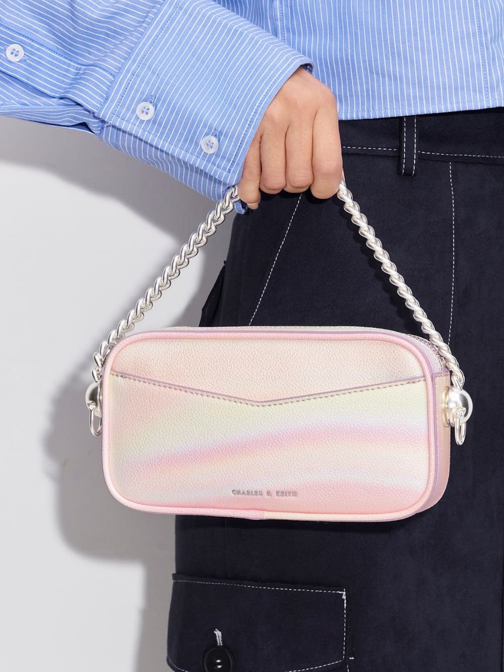 Women’s pearl Cayce tweed boxy crossbody bag - CHARLES & KEITH