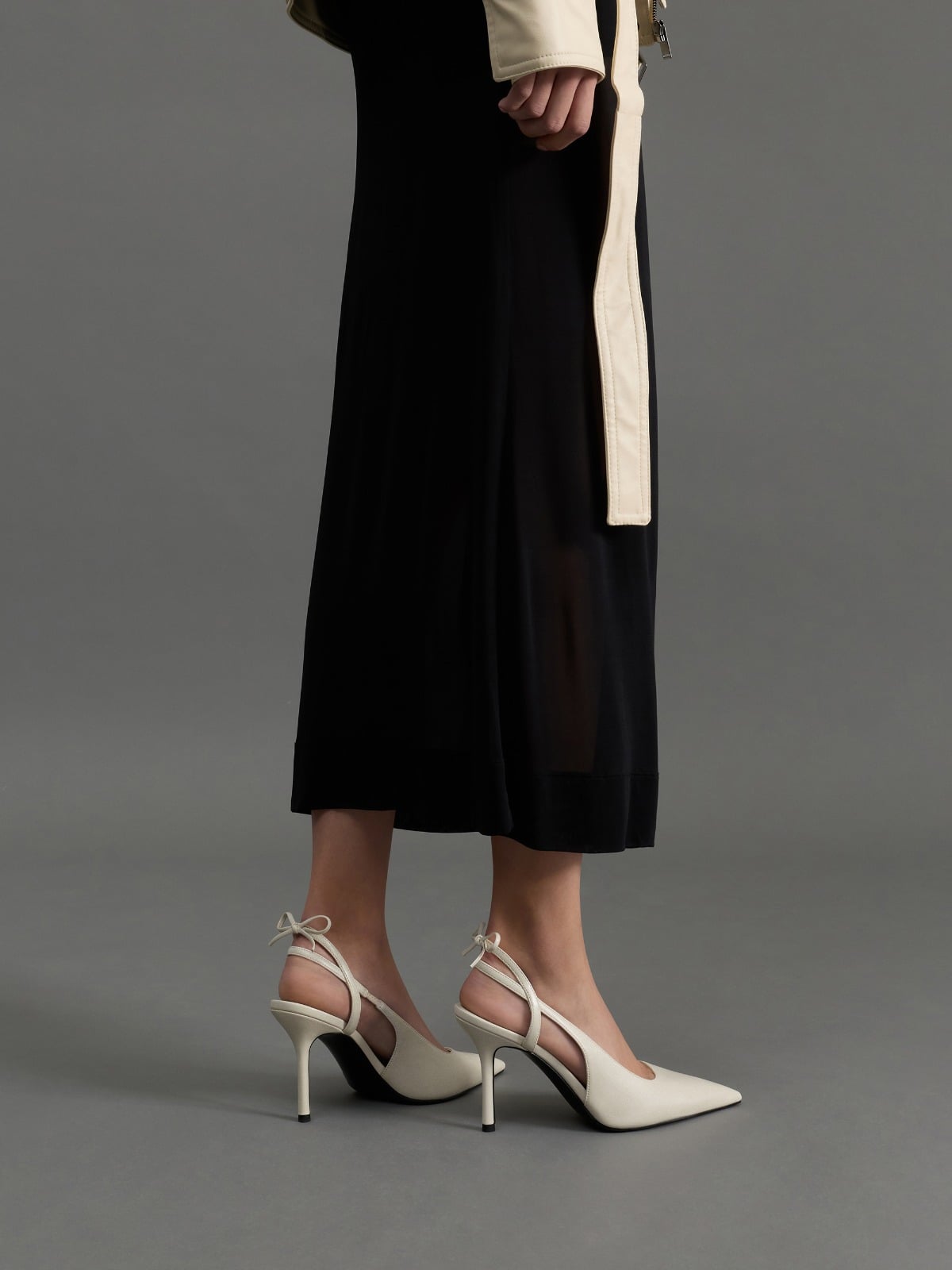 Chalk Back-Bow Slingback Pumps - CHARLES & KEITH