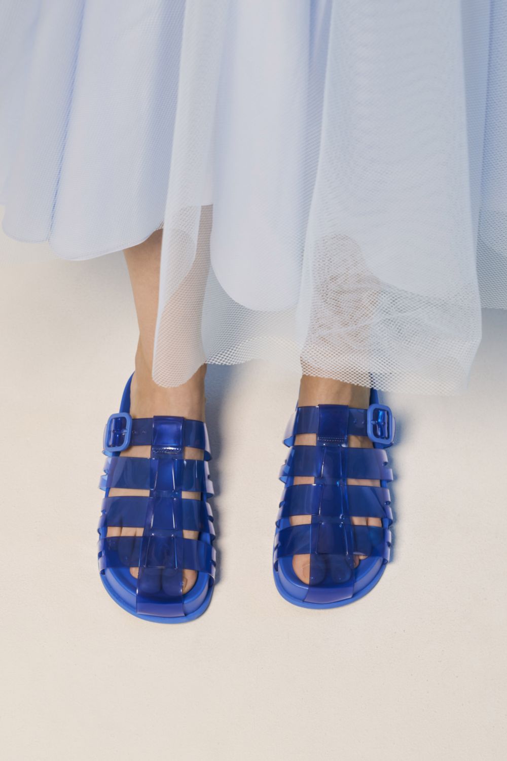 Women's blue Madison caged see-through slide sandals - CHARLES & KEITH