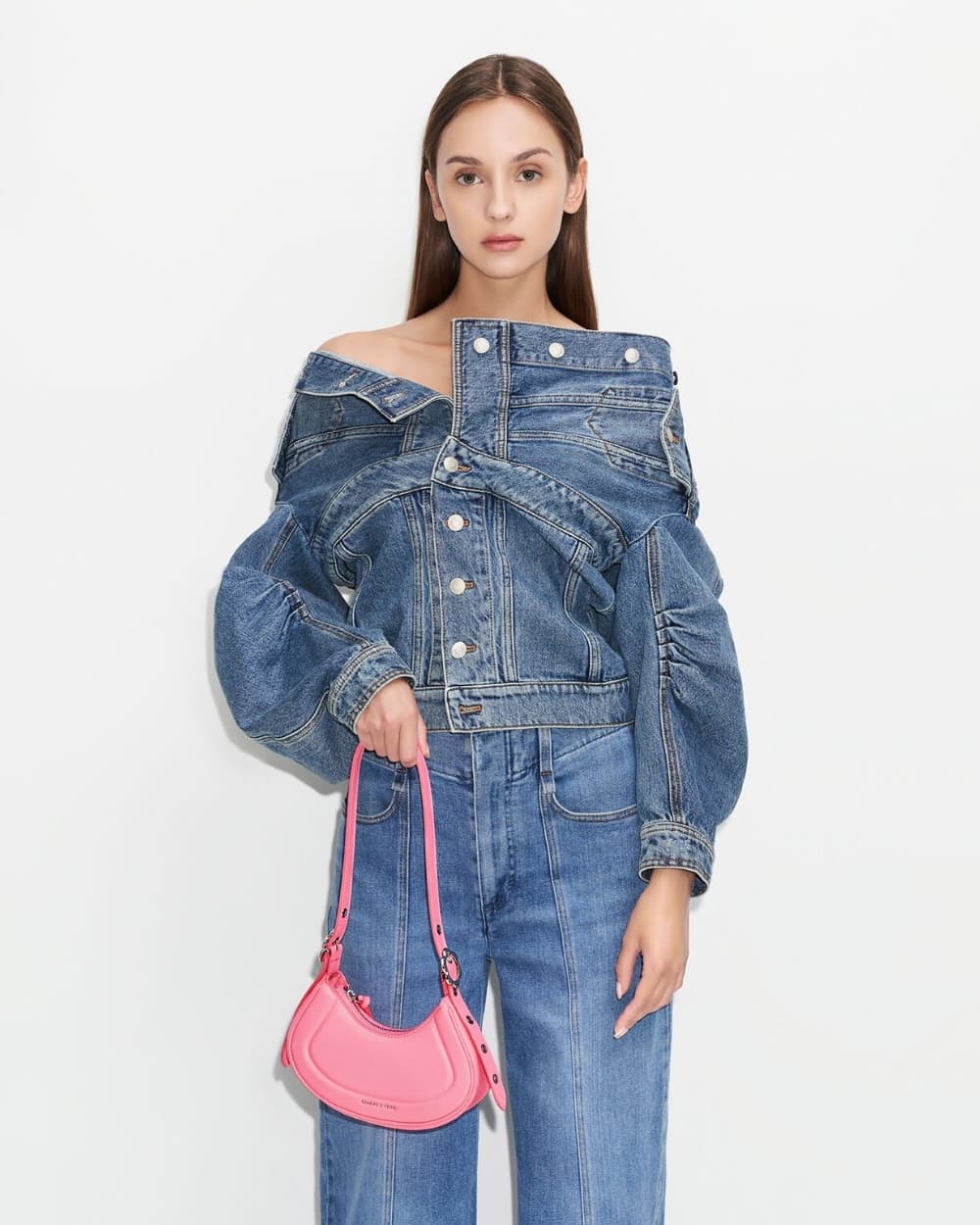 Women’s pink Petra curved shoulder bag - CHARLES & KEITH