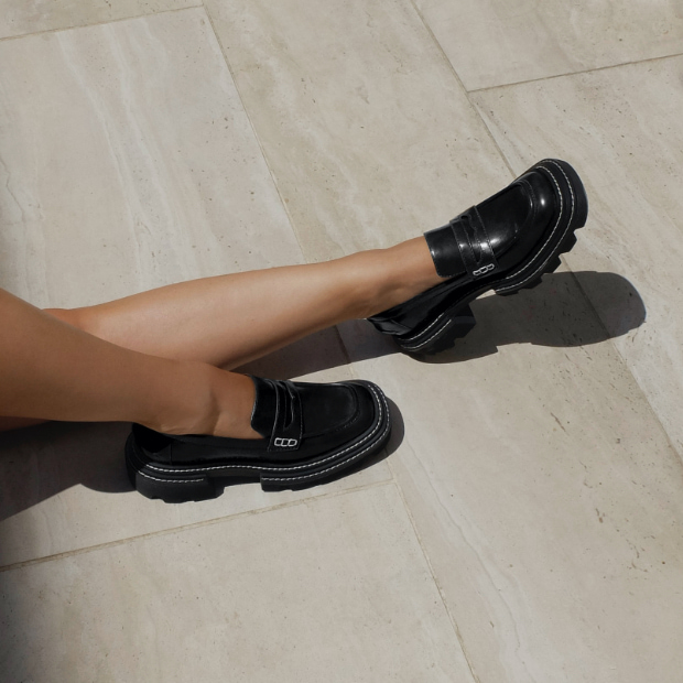 Women’s Perline chunky loafers in dark brown, as seen on Gioia Giustino - CHARLES & KEITH