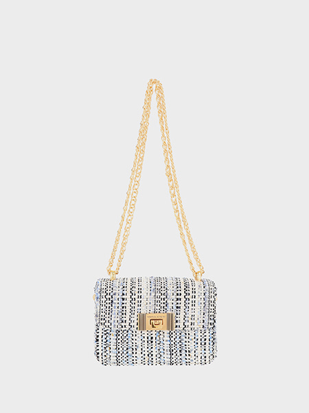 Alia Chain-Strap Tweed Crossbody Bag