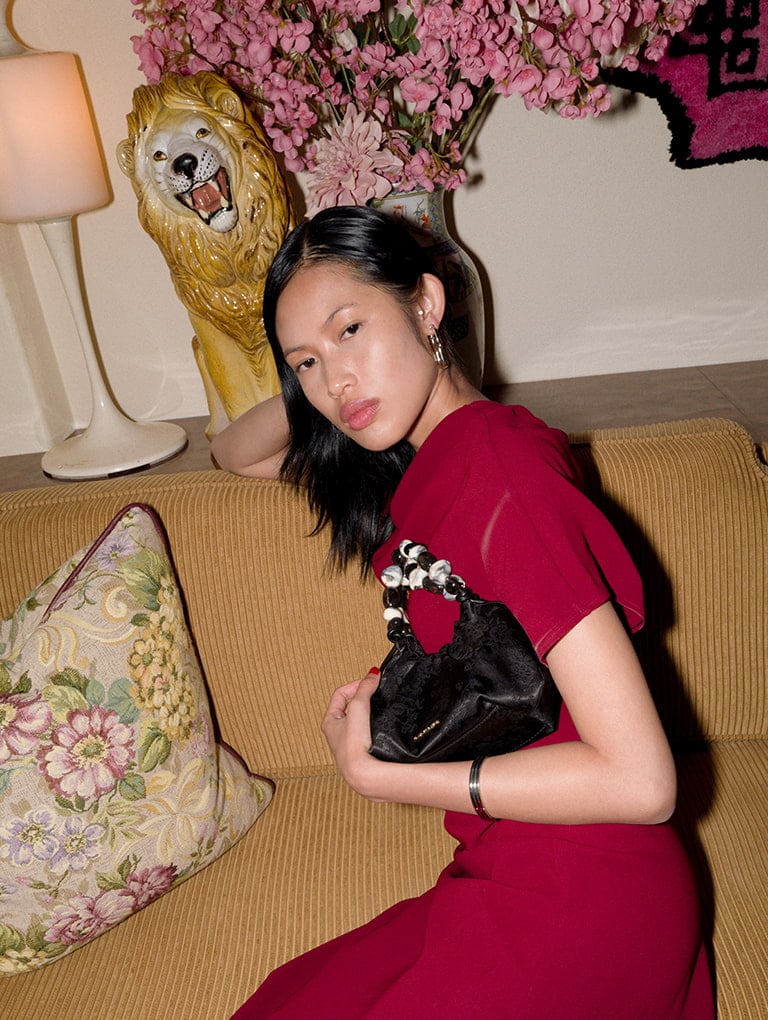 Women’s Aviary jacquard beaded-handle bag, as seen on Ploy Rida  - - CHARLES & KEITH