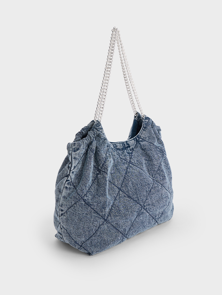 Women’s Bethel denim chain handle tote bag in denim blue – CHARLES & KEITH