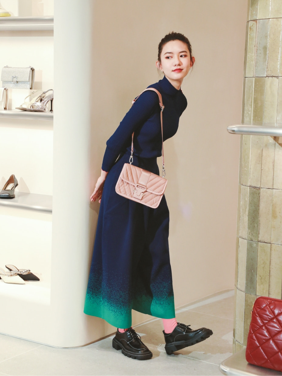 Women’s Sonia recycled nylon padded bag and chunky brogues, as seen on Ng Wing Sze – CHARLES & KEITH