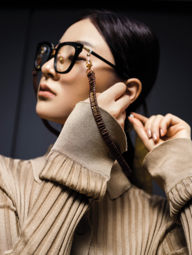 Women’s Riley ruched mask lanyard in dark brown - CHARLES & KEITH