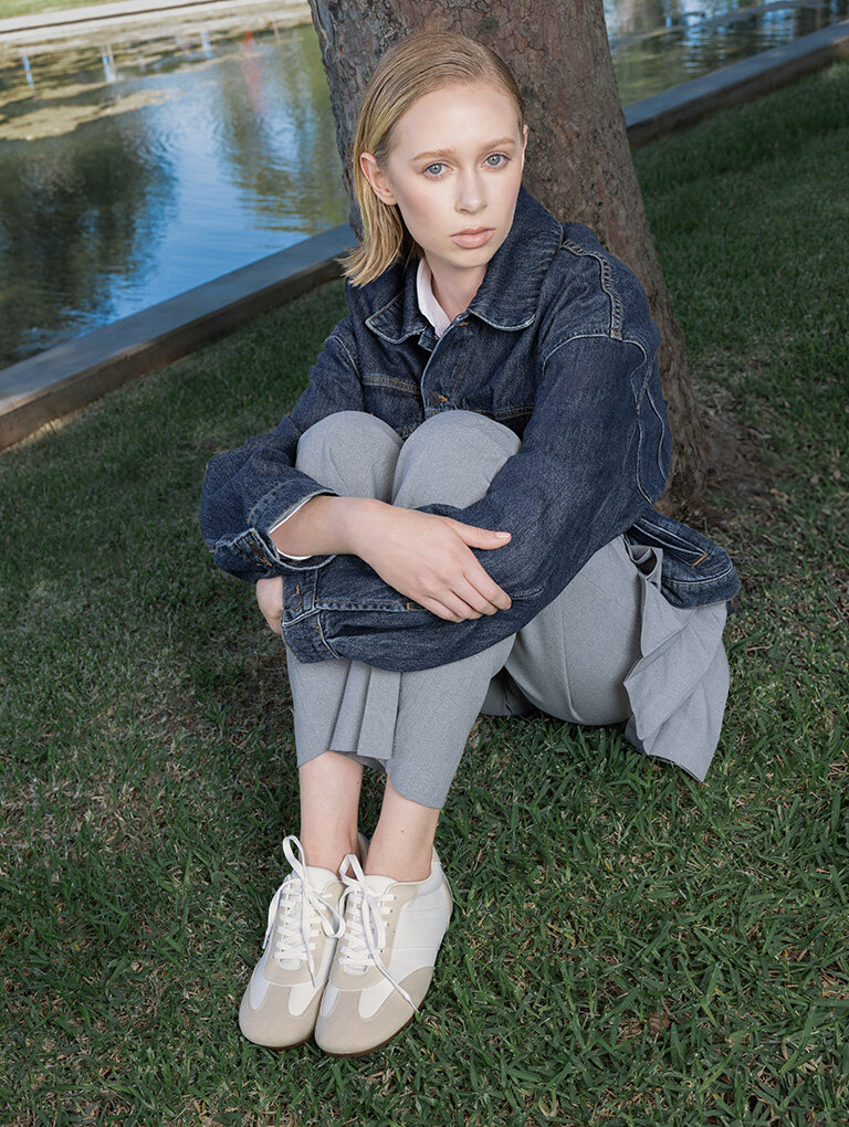 Women’s Cece textured sneakers in white  - CHARLES & KEITH