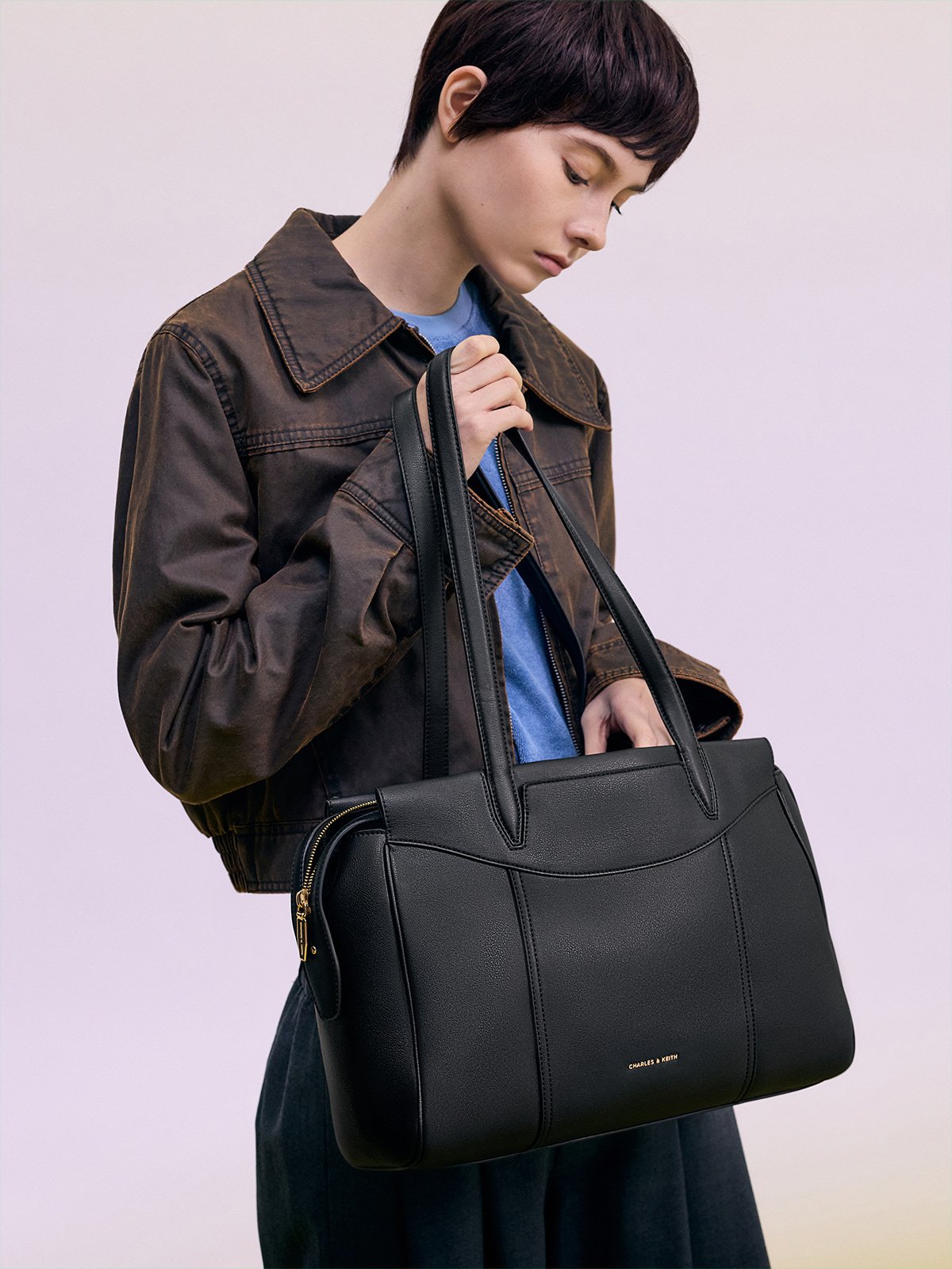 Black Raon Tote Bag - CHARLES & KEITH