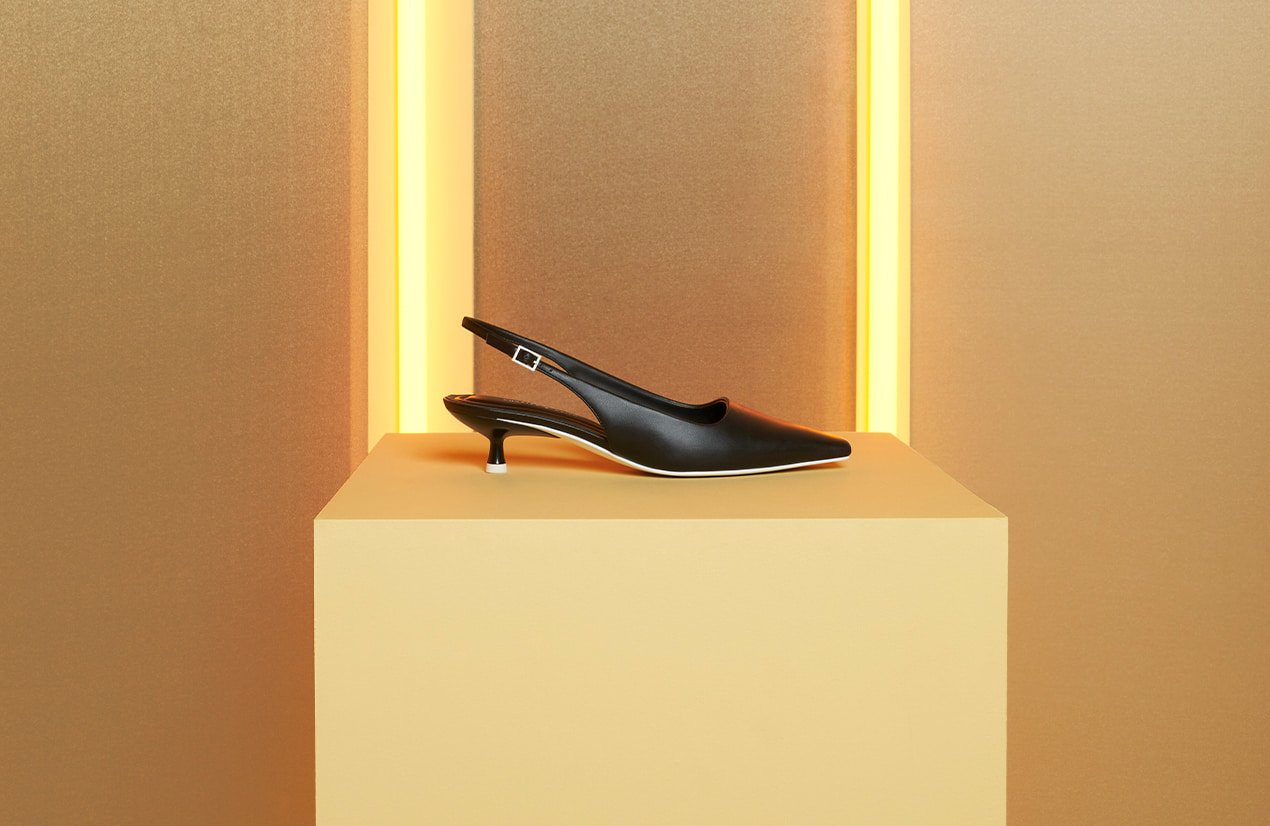Women’s Vita Square-Toe Slingback Pumps in chalk, black, green and yellow - CHARLES & KEITH