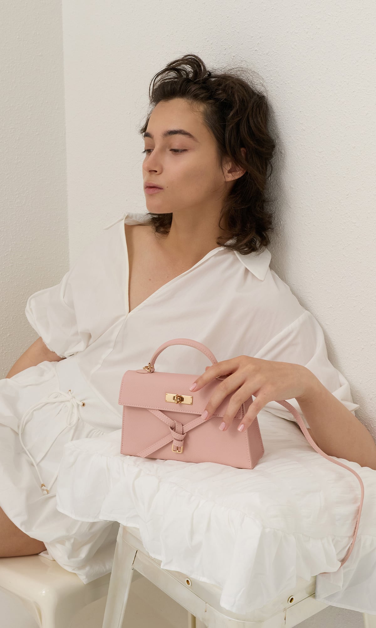 Pink Tricha Knotted-Belt Top Handle Bag - CHARLES & KEITH