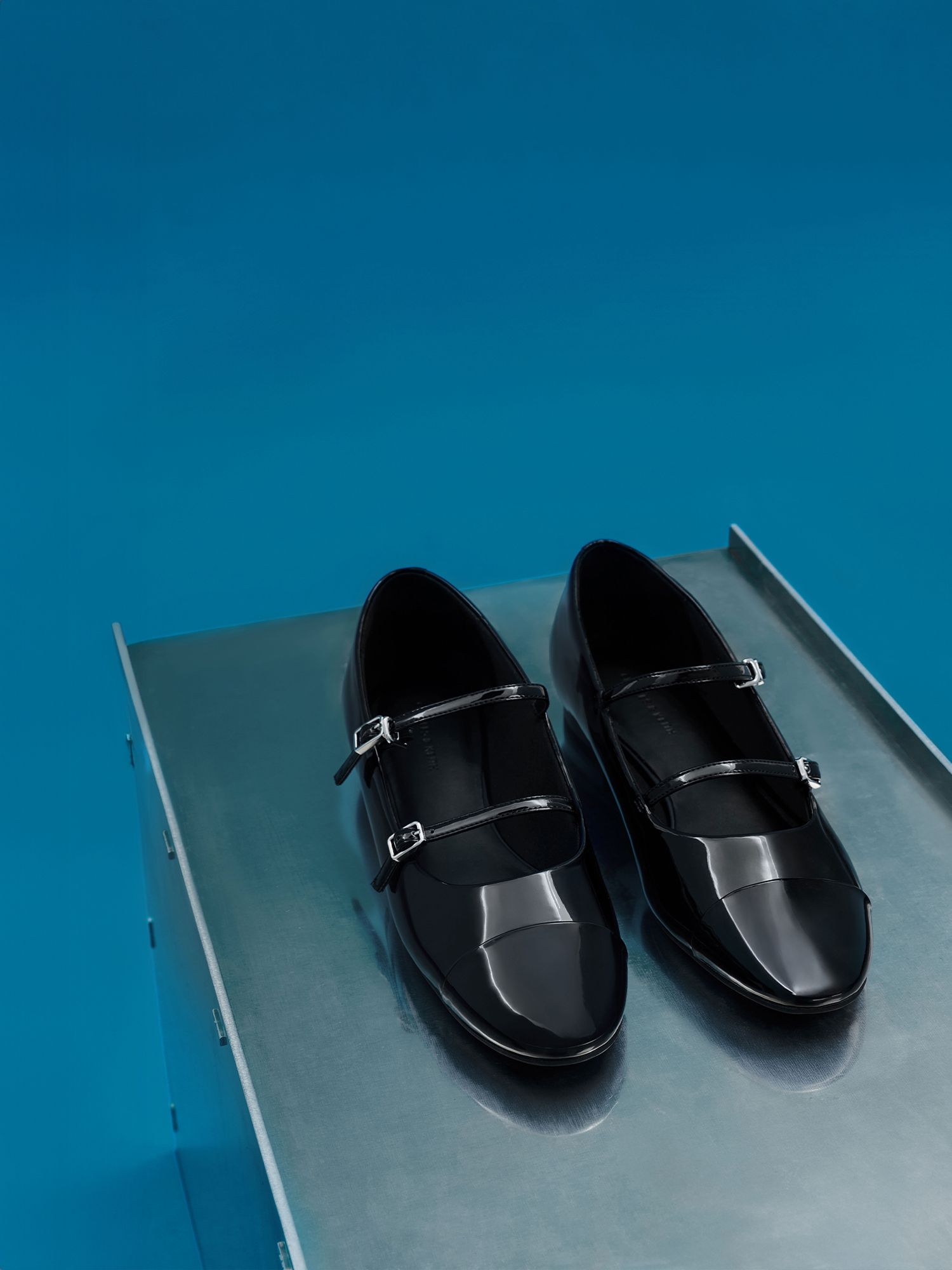 Black Patent Double-Strap Mary Janes - CHARLES & KEITH