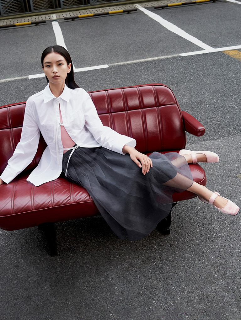 淺粉色Clementine方釦瑪莉珍鞋 - CHARLES & KEITH