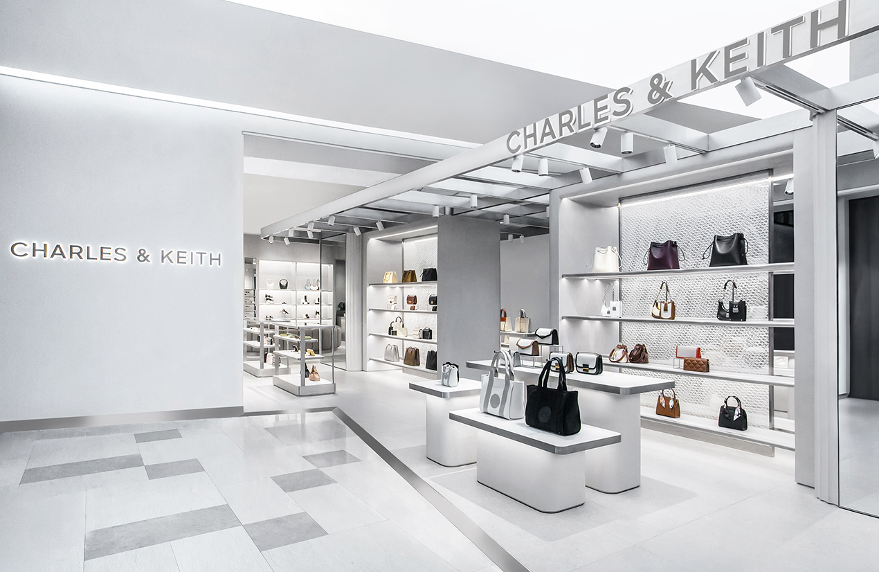 Interior of the new CHARLES & KEITH space at Mega City, located in the Banqiao District of New Taipei, Taiwan