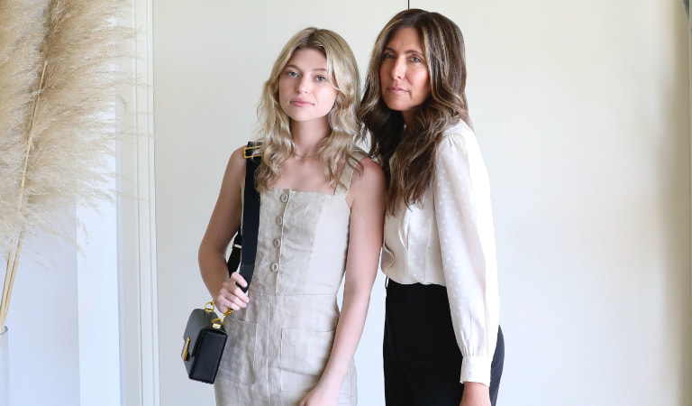 LA-based mother-daughter duo Melissa and Rachel Meyers pose in CHARLES & KEITH