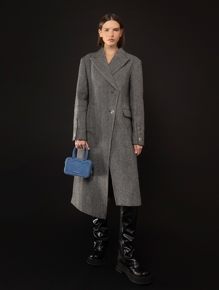 Women's Perline Denim Elongated Tote Bag and Cove Platform Knee-High Boots - CHARLES & KEITH