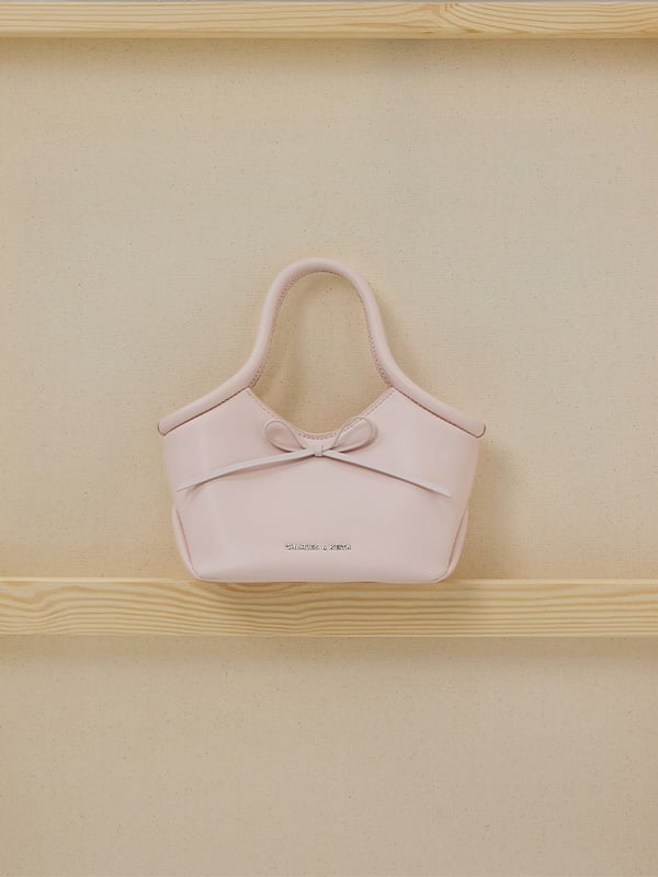 Soft Pink Hazel Bow Tubular Top Handle Bag - CHARLES & KEITH