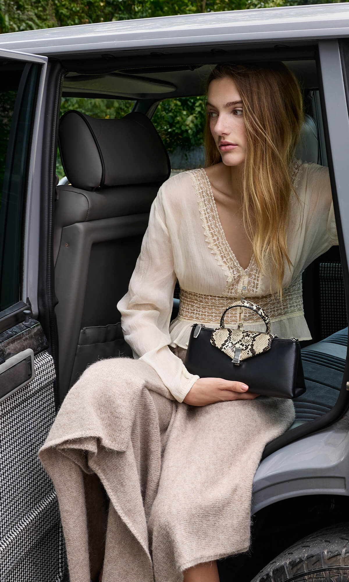 Animal Print Natural Lilibet Snake-Print Elongated Top Handle Bag -  CHARLES & KEITH